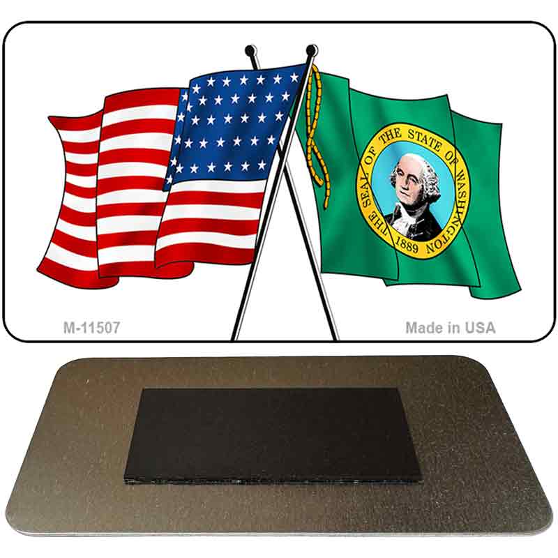 Washington Crossed US Flag Novelty Metal Magnet M-11507