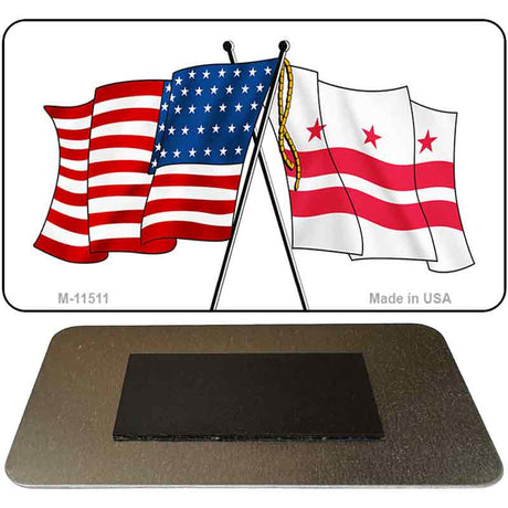 Washington DC Crossed US Flag Novelty Metal Magnet M-11511