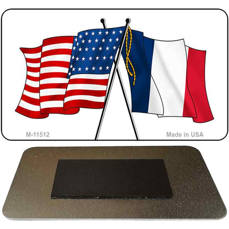 France Crossed US Flag Novelty Metal Magnet M-11512