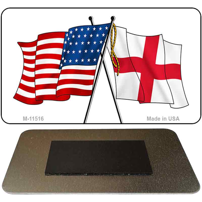 England Crossed US Flag Novelty Metal Magnet M-11516