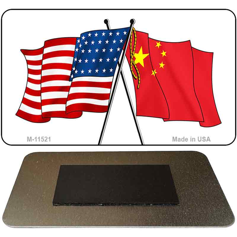 China Crossed US Flag Novelty Metal Magnet M-11521