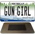 Gun Girl Michigan Novelty Metal Magnet M-11643