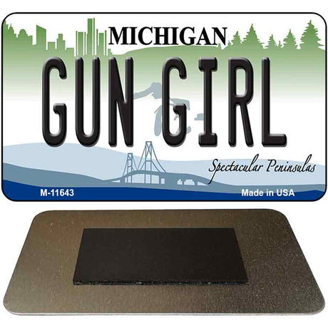 Gun Girl Michigan Novelty Metal Magnet M-11643