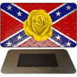 Confederate Flag With Yellow Rose Novelty Metal Magnet M-11690