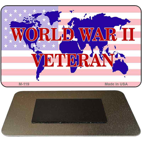 WW2 Veteran With American Flag Novelty Metal Magnet M-119