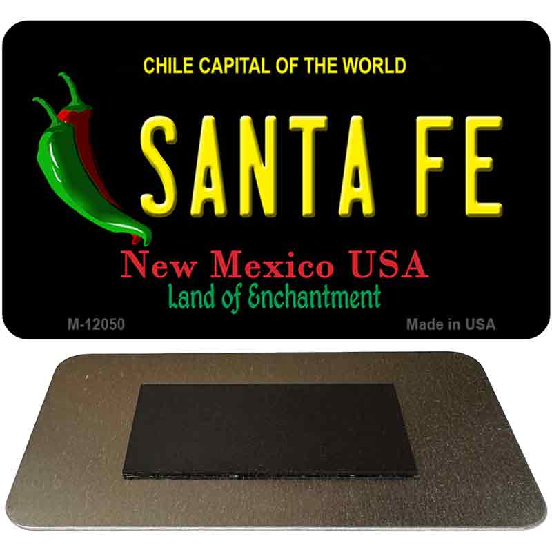 Santa Fe Black New Mexico Novelty Metal Magnet M-12050