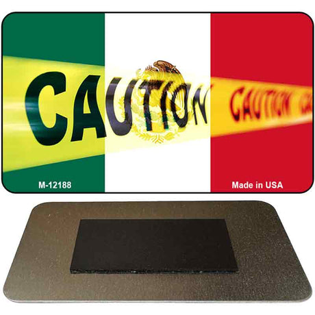 Caution Mexico Flag Novelty Metal Magnet M-12188