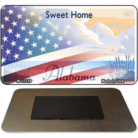 Alabama with American Flag Novelty Metal Magnet M-12329