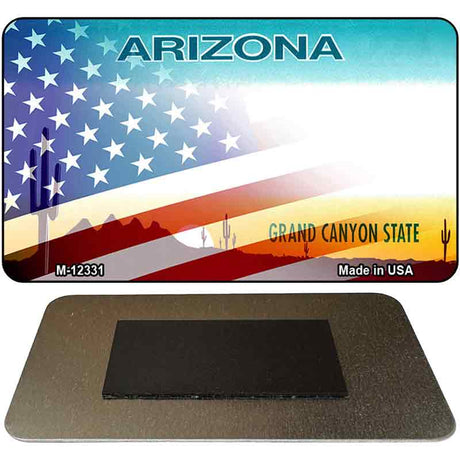 Arizona with American Flag Novelty Metal Magnet M-12331