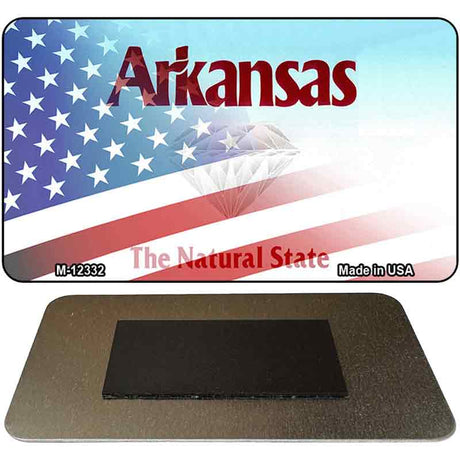 Arkansas with American Flag Novelty Metal Magnet M-12332