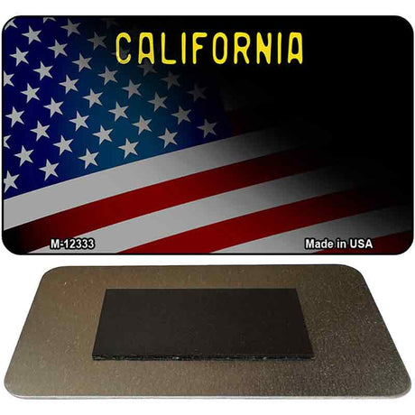 California with American Flag Novelty Metal Magnet M-12333