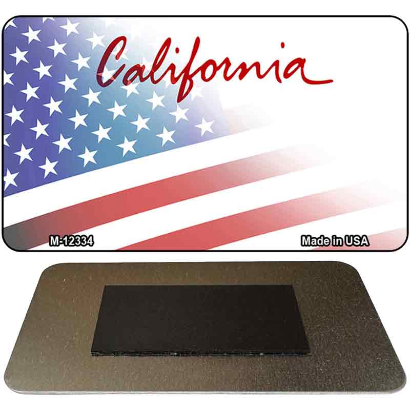 California with American Flag Novelty Metal Magnet M-12334