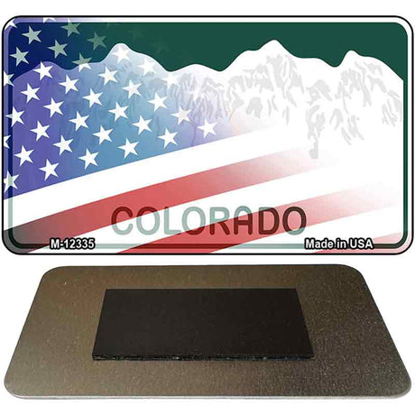 Colorado with American Flag Novelty Metal Magnet M-12335