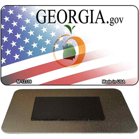 Georgia with American Flag Novelty Metal Magnet M-12339