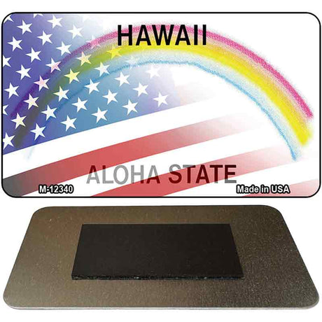 Hawaii with American Flag Novelty Metal Magnet M-12340