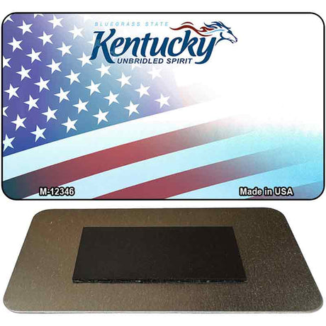 Kentucky with American Flag Novelty Metal Magnet M-12346