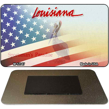 Louisiana with American Flag Novelty Metal Magnet M-12347