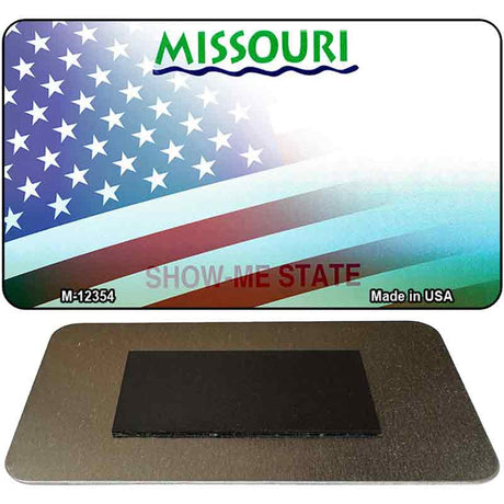 Missouri with American Flag Novelty Metal Magnet M-12354