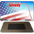 Nebraska with American Flag Novelty Metal Magnet M-12356