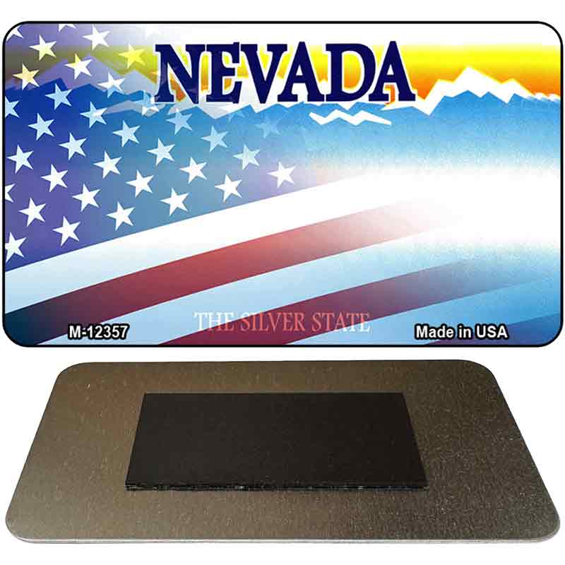 Nevada with American Flag Novelty Metal Magnet M-12357