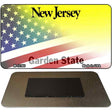 New Jersey with American Flag Novelty Metal Magnet M-12360