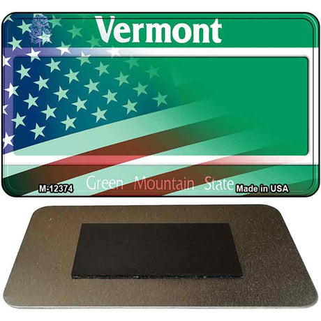 Vermont with American Flag Novelty Metal Magnet M-12374