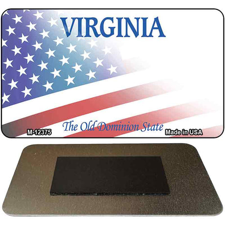 Virginia with American Flag Novelty Metal Magnet M-12375