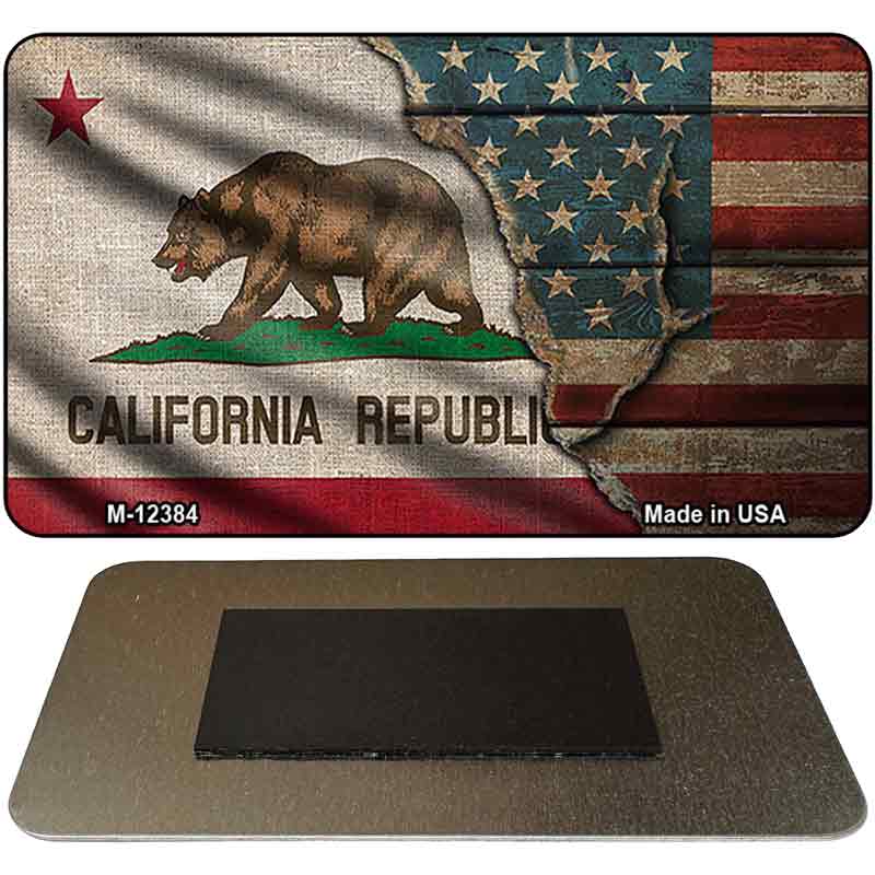 California/American Flag Novelty Metal Magnet M-12384