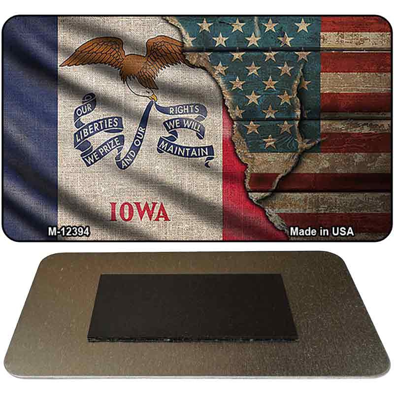 Iowa/American Flag Novelty Metal Magnet M-12394