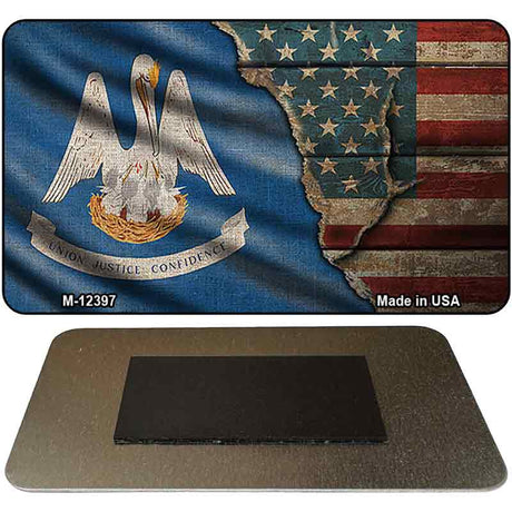 Louisiana/American Flag Novelty Metal Magnet M-12397