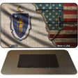 Massachusetts/American Flag Novelty Metal Magnet M-12400