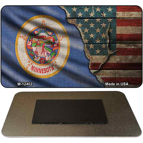 Minnesota/American Flag Novelty Metal Magnet M-12402