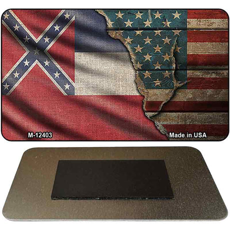 Mississippi/American Flag Novelty Metal Magnet M-12403