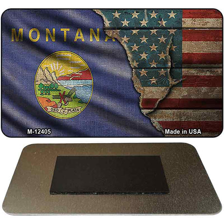 Montana/American Flag Novelty Metal Magnet M-12405