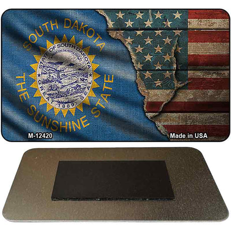 South Dakota/American Flag Novelty Metal Magnet M-12420