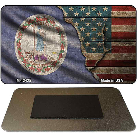 Virginia/American Flag Novelty Metal Magnet M-12425