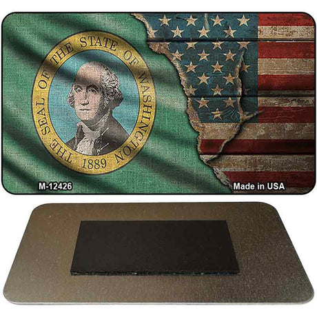 Washington/American Flag Novelty Metal Magnet M-12426