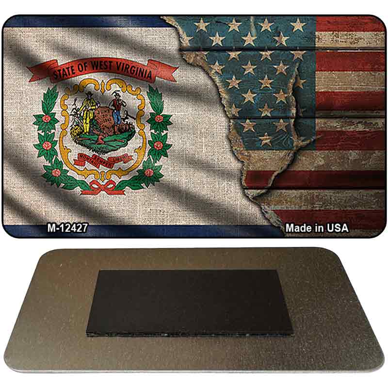 West Virginia/American Flag Novelty Metal Magnet M-12427