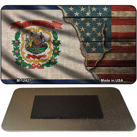 West Virginia/American Flag Novelty Metal Magnet M-12427