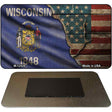 Wisconsin/American Flag Novelty Metal Magnet M-12428