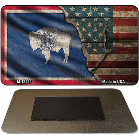 Wyoming/American Flag Novelty Metal Magnet M-12429