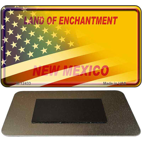 New Mexico with American Flag Novelty Metal Magnet M-12433