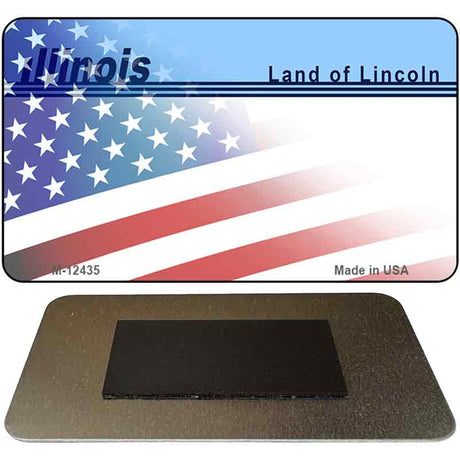 Illinois with American Flag Novelty Metal Magnet M-12435