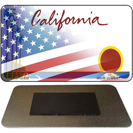 California with American Flag Novelty Metal Magnet M-12438