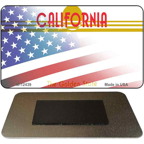 California with American Flag Novelty Metal Magnet M-12439