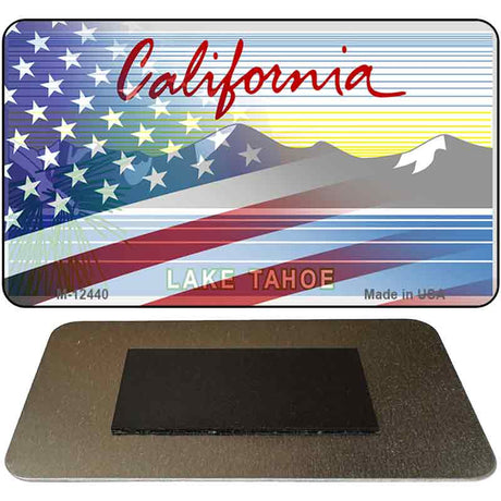 California with American Flag Novelty Metal Magnet M-12440