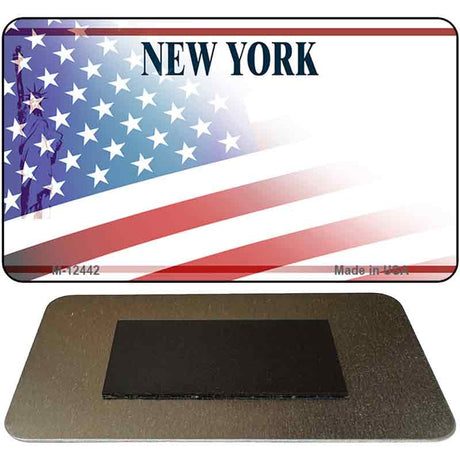 New York with American Flag Novelty Metal Magnet M-12442