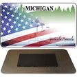 Michigan with American Flag Novelty Metal Magnet M-12444