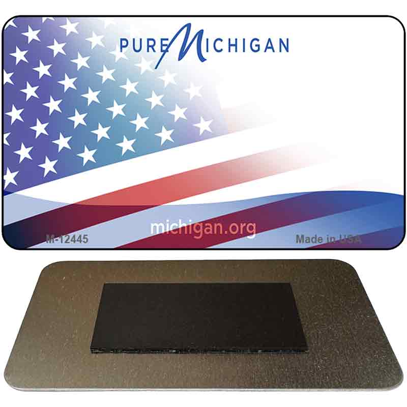 Michigan with American Flag Novelty Metal Magnet M-12445