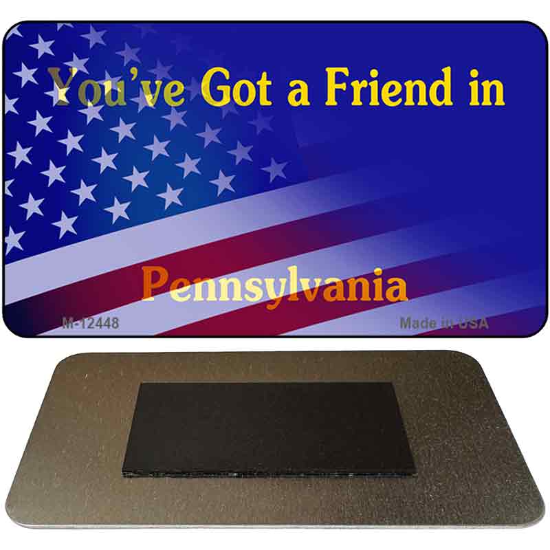 Pennsylvania with American Flag Novelty Metal Magnet M-12448